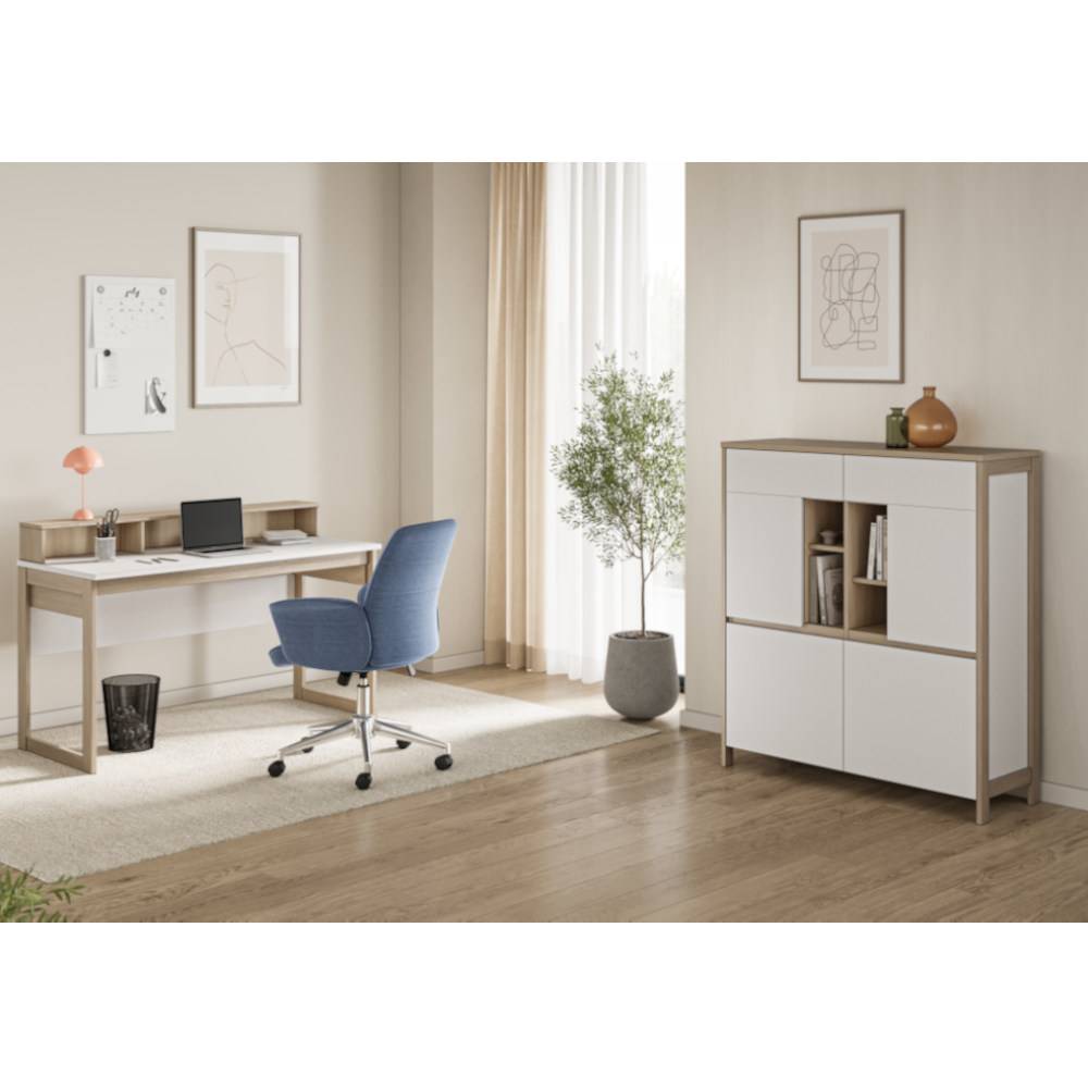 Komplettbüro Labrassa zweiteilig in Eichefarben & Weiß (zweiteilig)