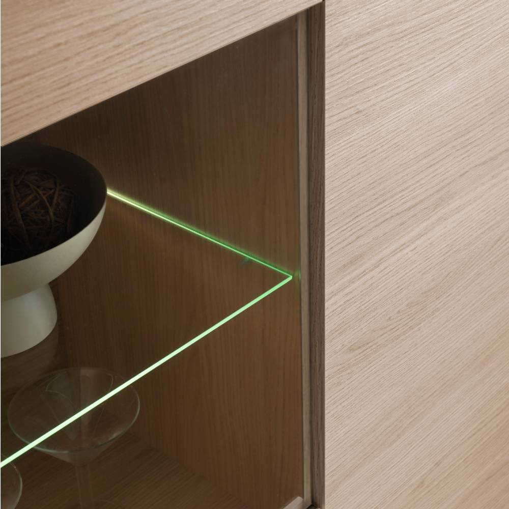 Stauraumvitrine Snake in modernem Design mit Glastür links