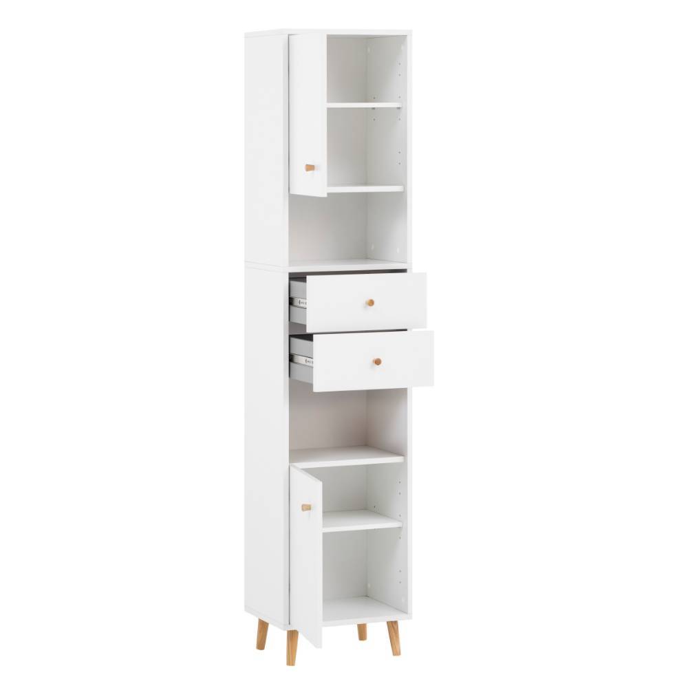 Badezimmer Hochschrank Linz 178 cm hoch mit zwei offenen Fächern