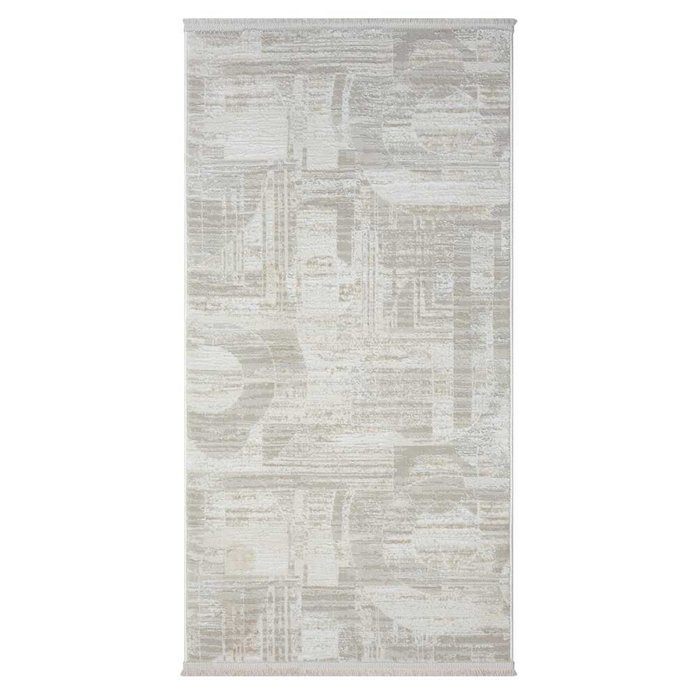 Kurzflor Teppich Ostora in Cremefarben und Beige rechteckig