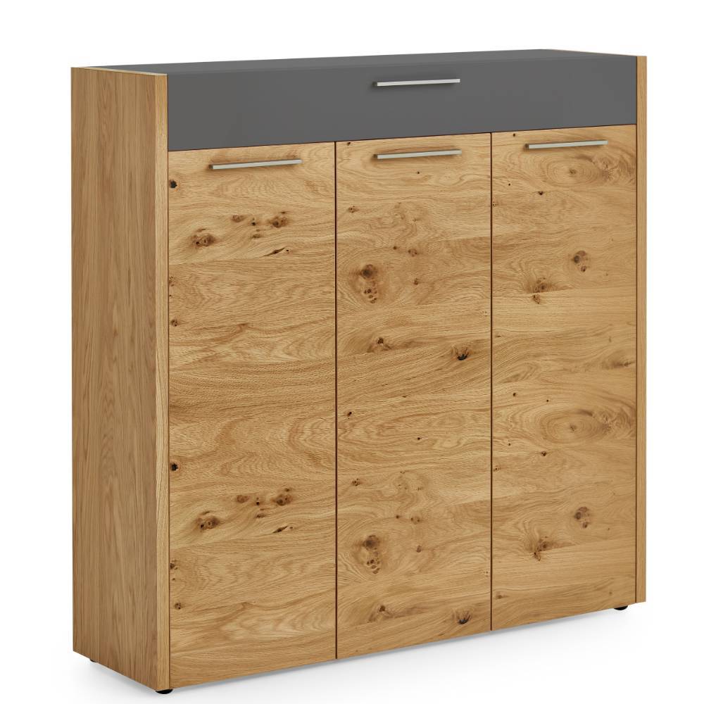 Schuh Schrank Pavia in Balkeneiche und Eiche Bianco