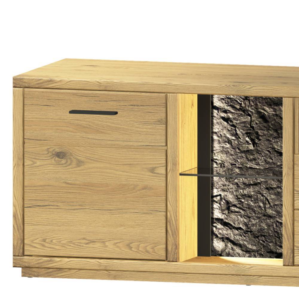 Wohnwand Ostoro 206 cm hoch in Wildeiche Bianco (zweiteilig)