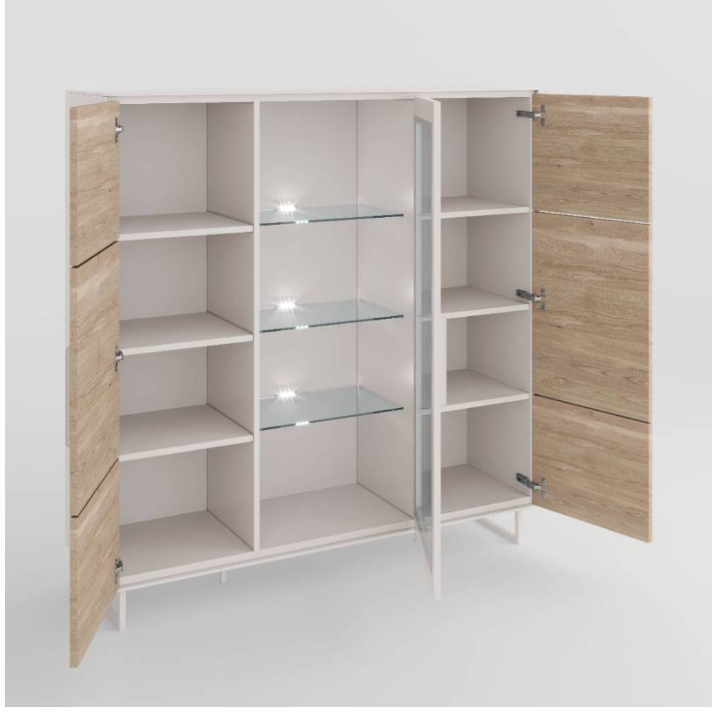 Wohnzimmervitrine Fortlanda mit drei Glasböden in modernem Design