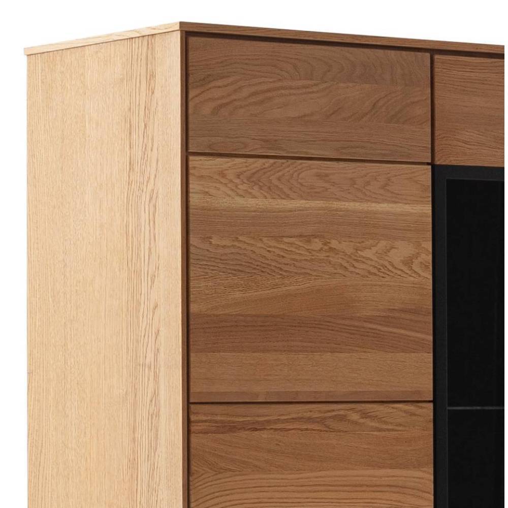 Vitrinenschrank Sisam mit Glastür rechts in Wildeichefarben