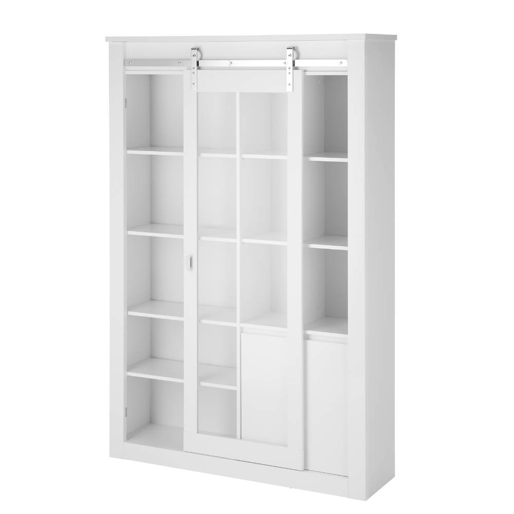 Vitrine Melvyno mit Glastür und sechs offenen Fächern
