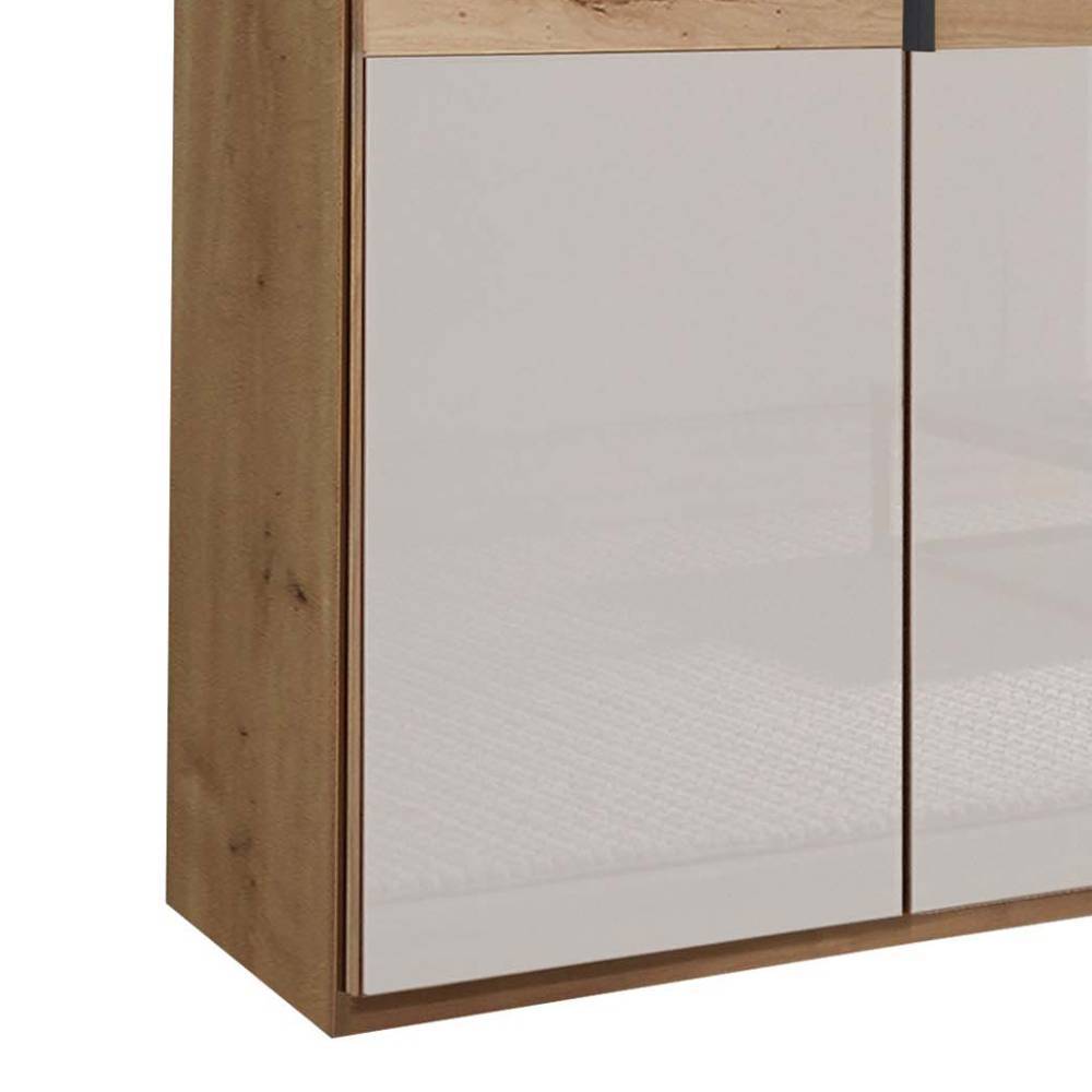 Drehtürenkleiderschrank Durac in Eiche Bianco und Weiß