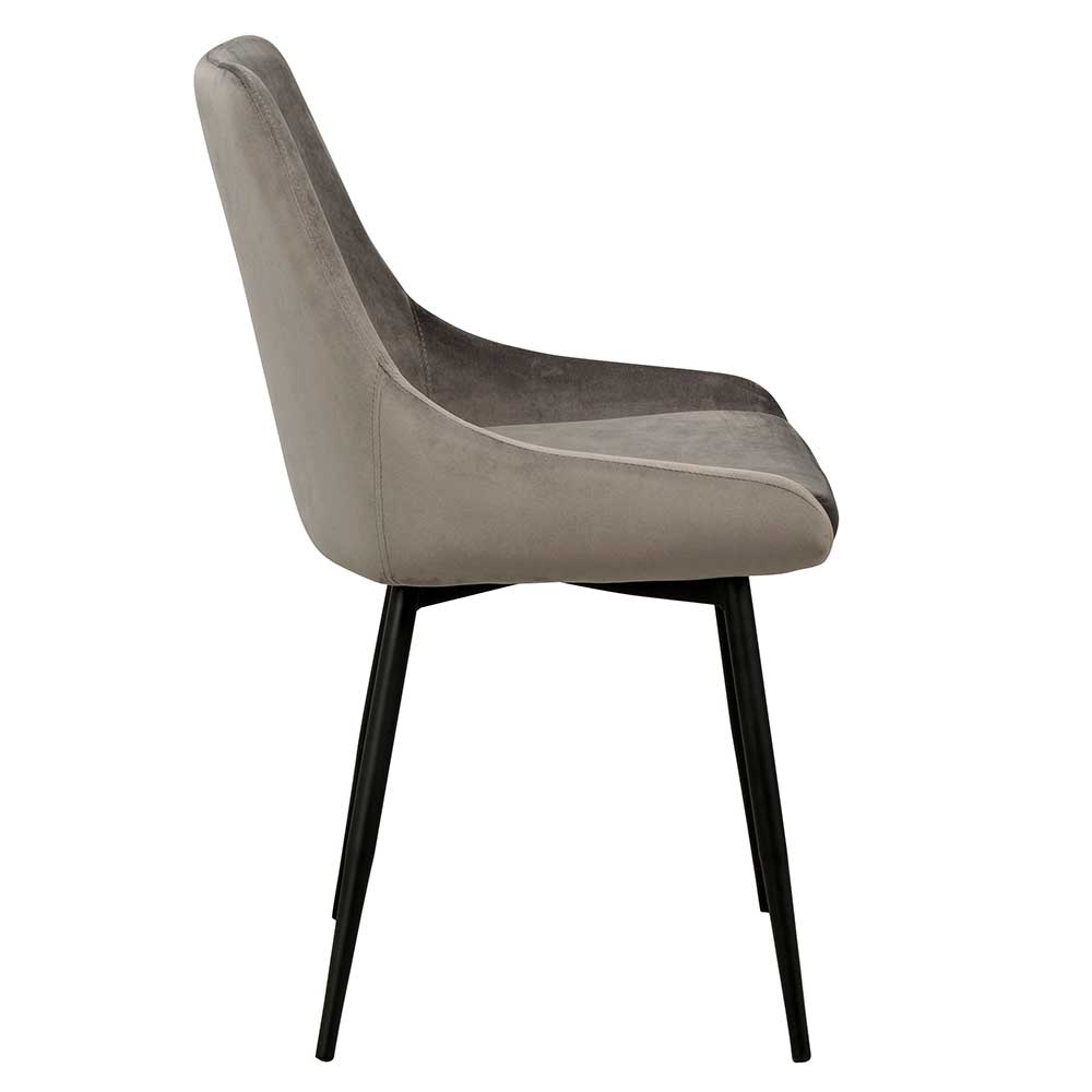 Küchenstuhl Set Ivany aus Samt und Stahl modern (2er Set)