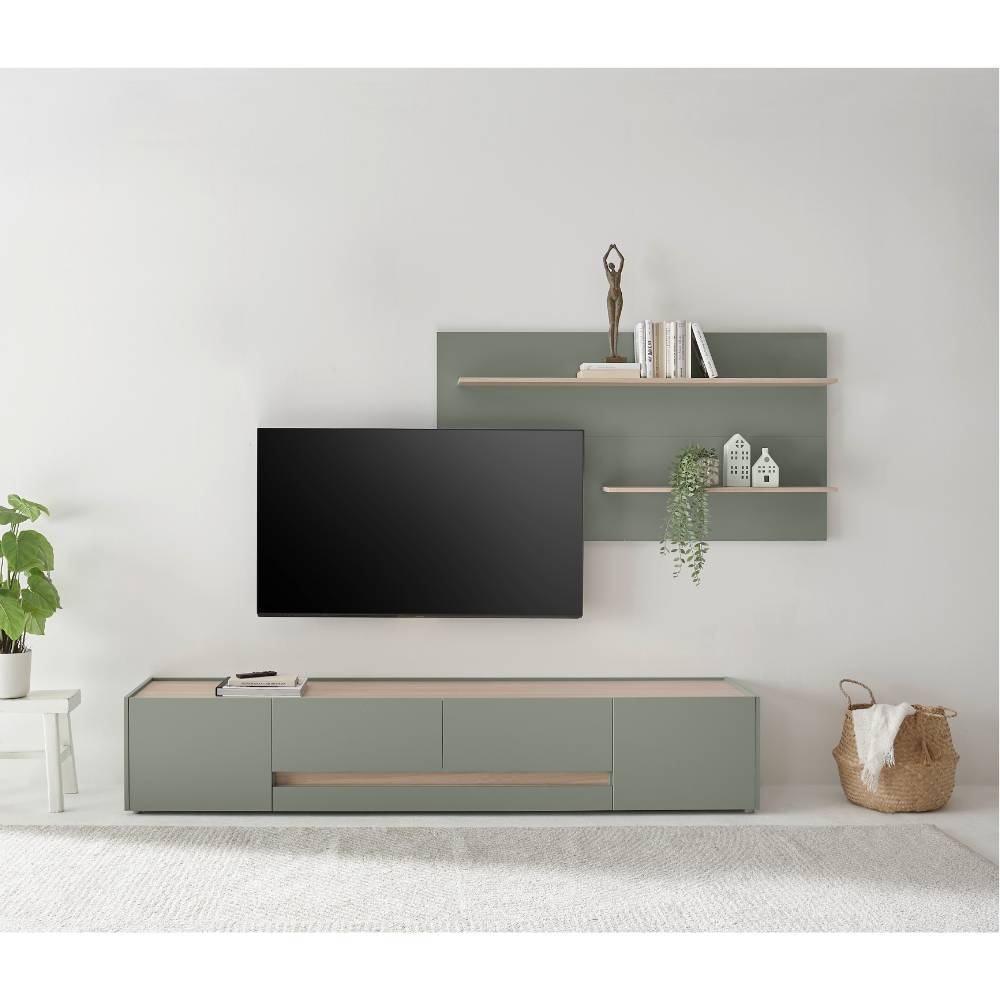 Anbauwand Ulfava in modernem Design - Graugrün (zweiteilig)