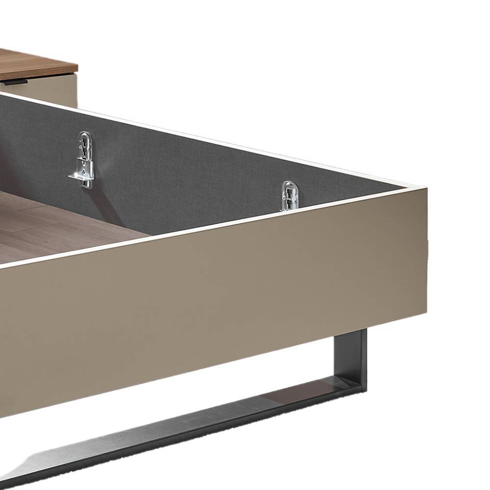 Doppelbett Mero inklusive zwei Nachtkommoden mit LED Beleuchtung (dreiteilig)