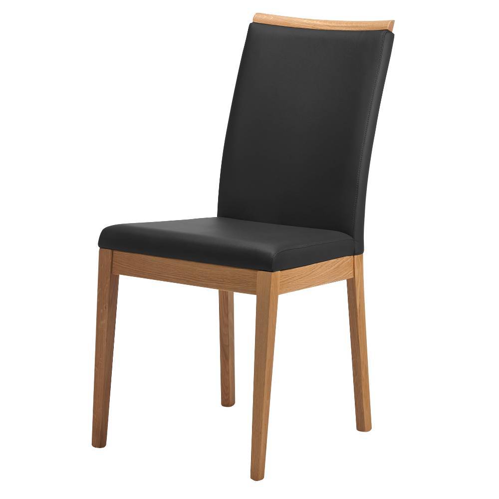 Polsterstuhl Esszimmer Ticino in Schwarz und Wildeichefarben (2er Set)