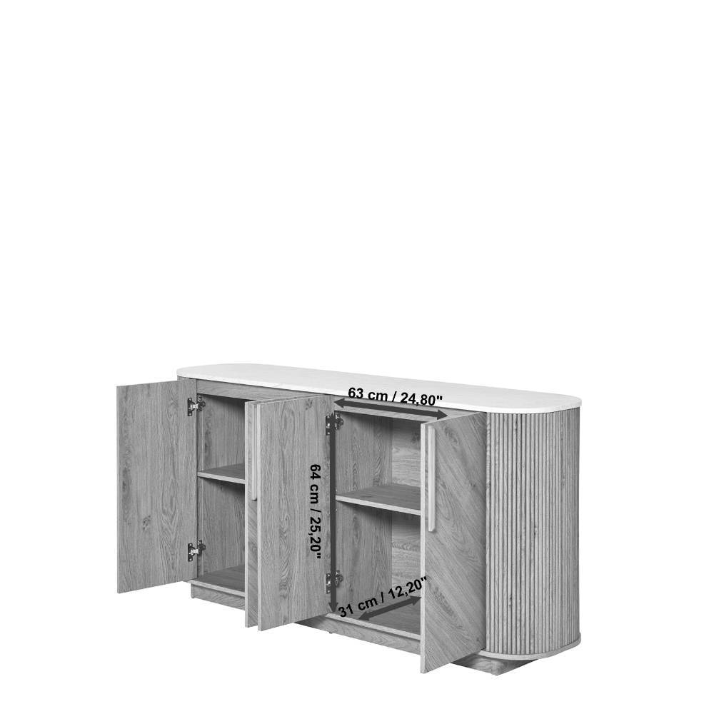 Sideboard Cornelys in Eichefarben mit Fischgrät Muster