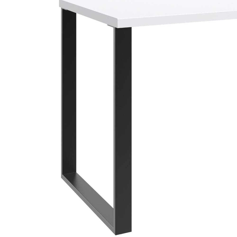 Schreibtisch Kalindo in Weiß & Schwarz mit Bügelgestell