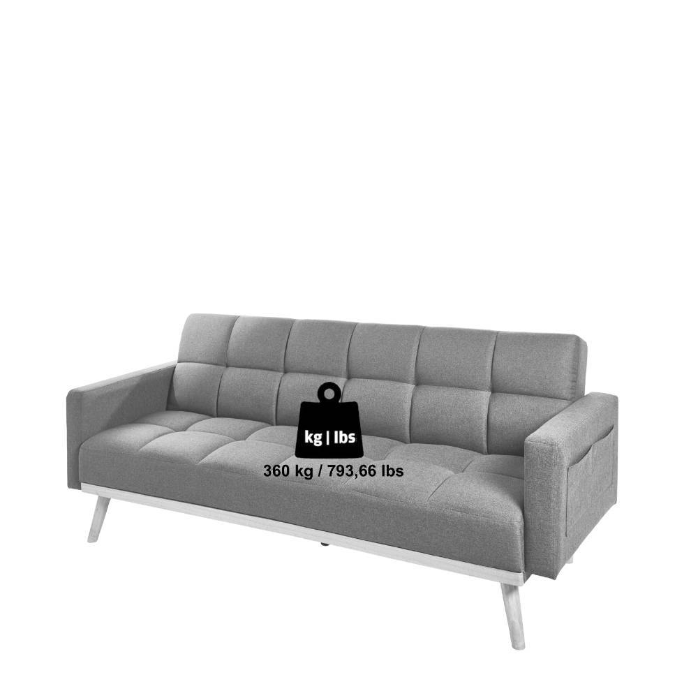 Schlafsofa Sosuke in Grau mit Rücken Klappmechanik