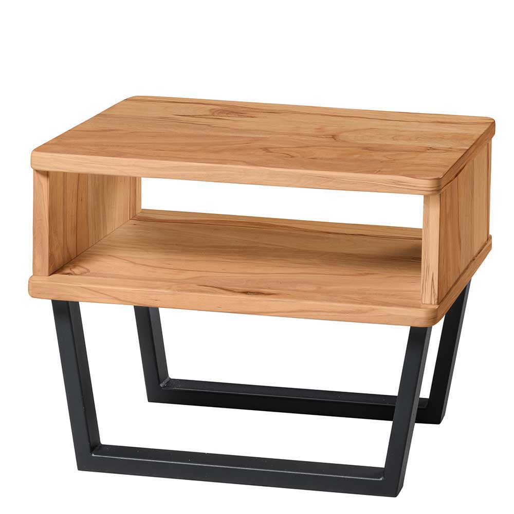 Wildbuche Doppelbett Ubasta mit Metall Bügelgestell im Loft Stil