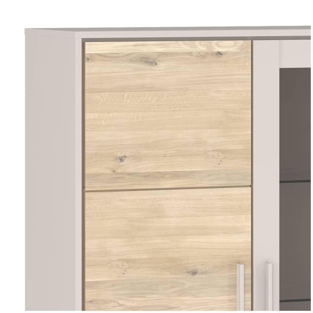 Wohnzimmer Highboard Fortlanda mit Glastür und Bügelgestell aus Metall