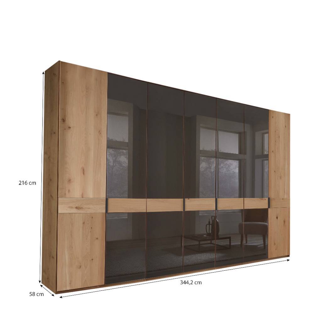 Großer Kleiderschrank Merkur in Eiche Bianco und Dunkelbraun