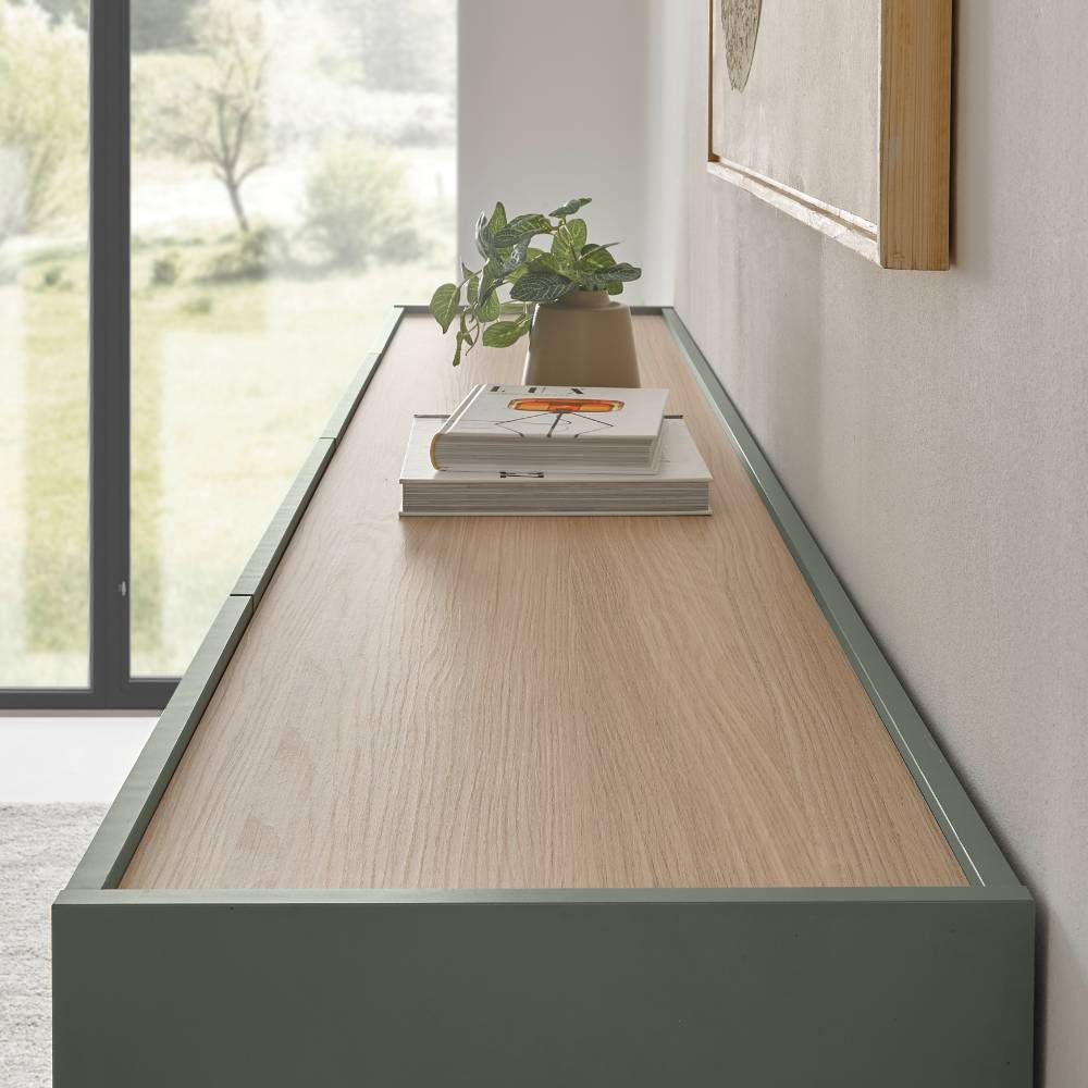 Anbauwand Ulfava in modernem Design - Graugrün (zweiteilig)