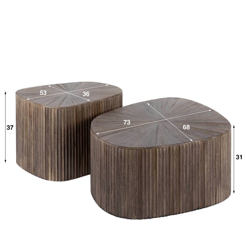 Wohnzimmertische Figureras in organischer Form - Dunkelbraun (zweiteilig)