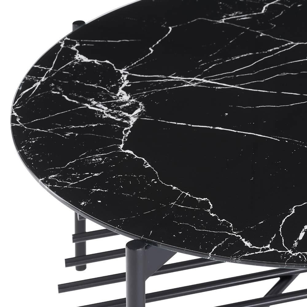 Designercouchtisch Jamaica aus bedrucktem Glas im Retrostil