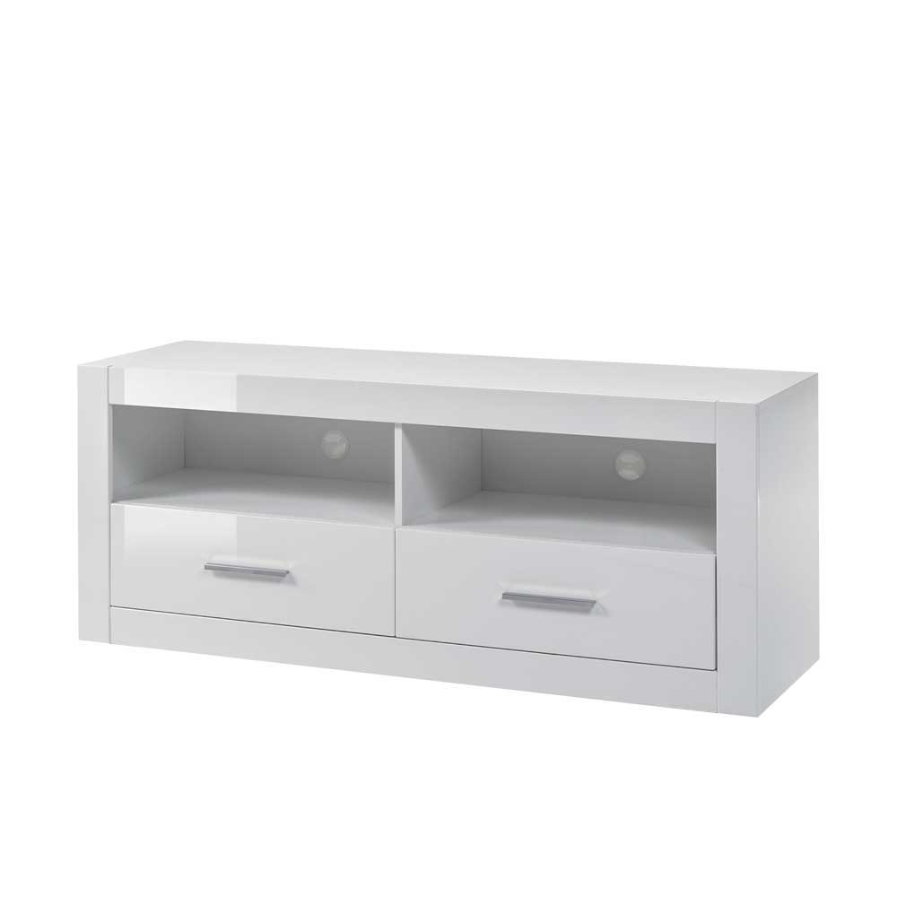 Wohnzimmer Schrankwand Triango in Weiß Hochglanz modern (vierteilig)