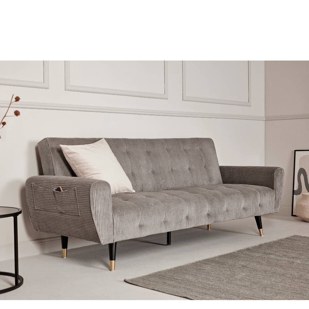 Schlafsofa Vlatin aus Cord in Grau