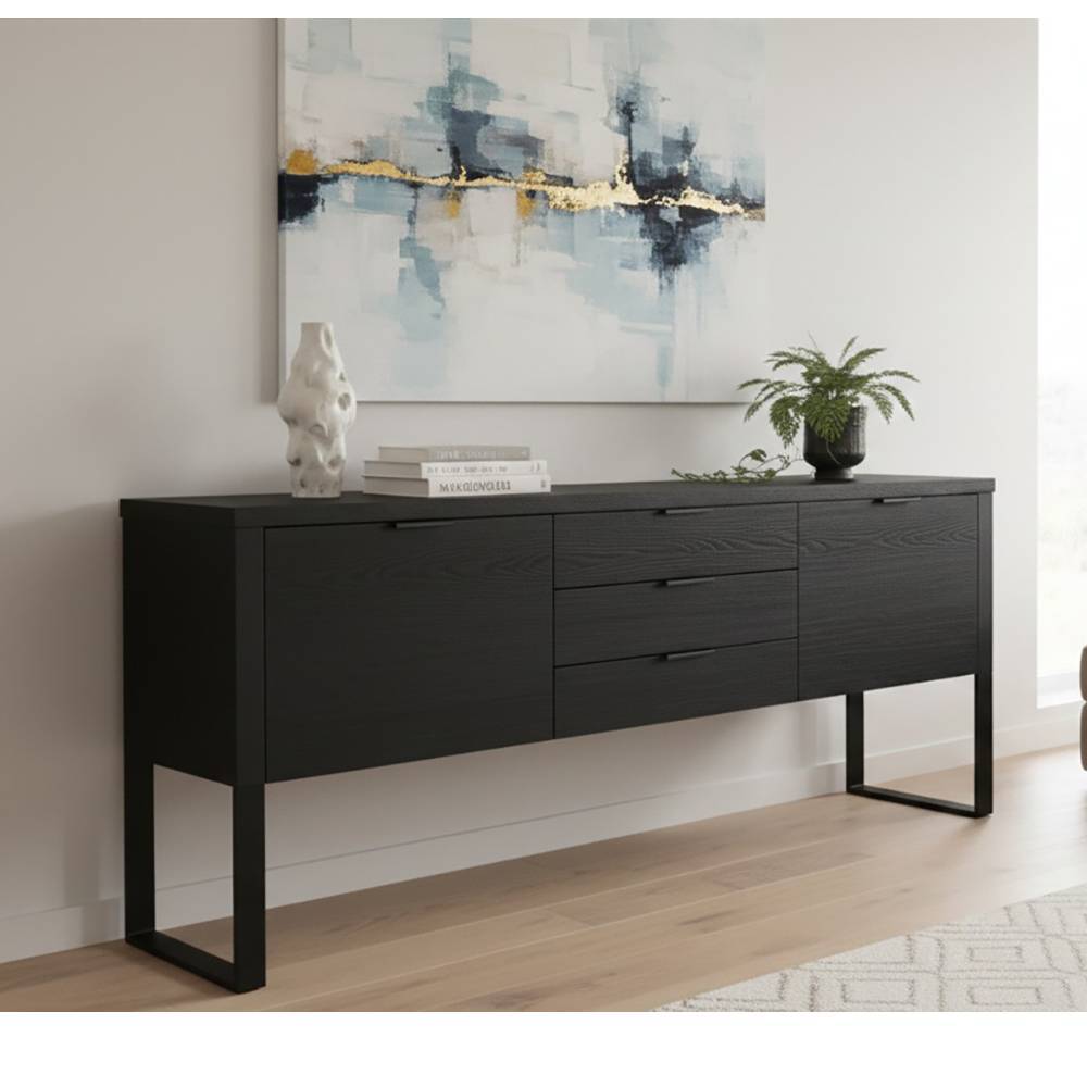 Sideboard Reymon im Industry und Loft Stil mit drei Schubladen