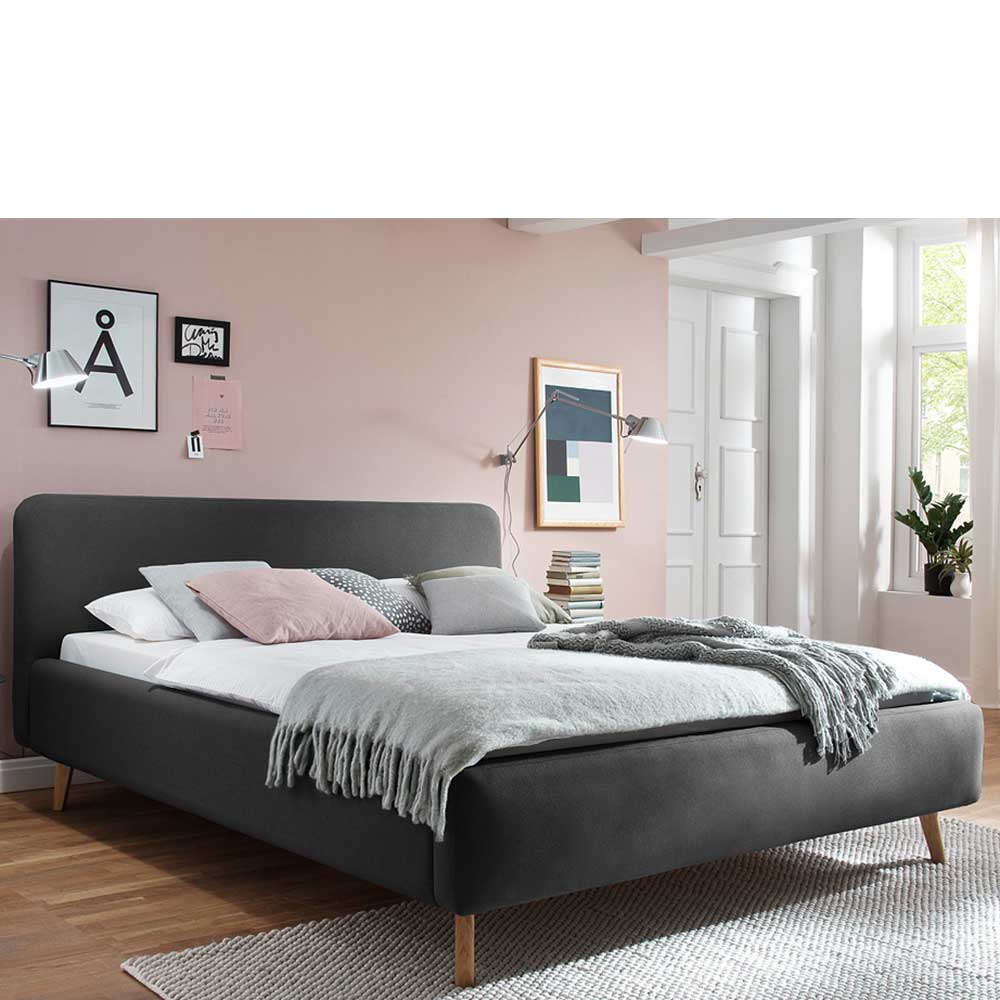 Polsterbett Howland in Anthrazit Webstoff modern
