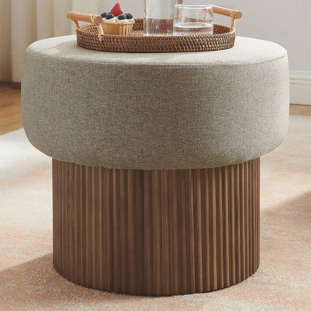 Hocker Calapus in Hellbraun und Walnussfarben