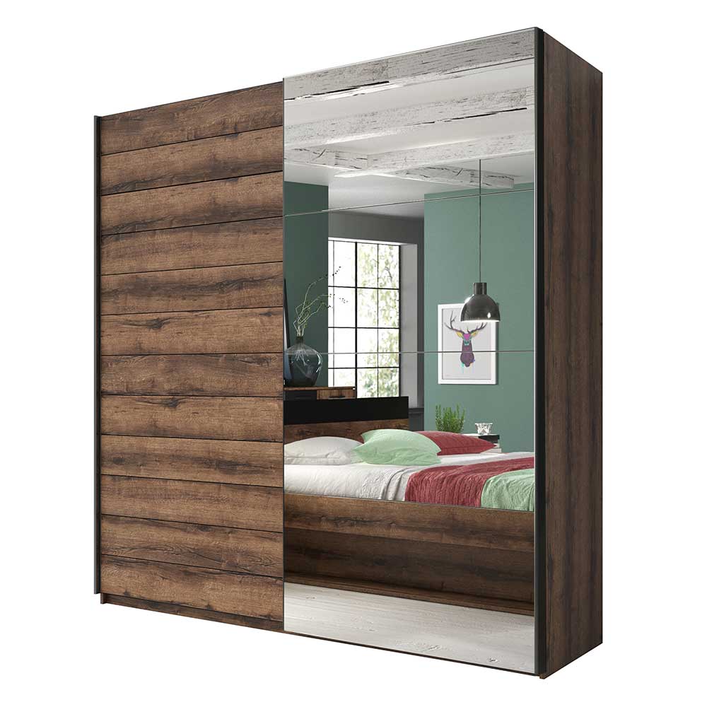 220 cm Kleiderschrank Salassos mit Schiebetüren und Spiegel