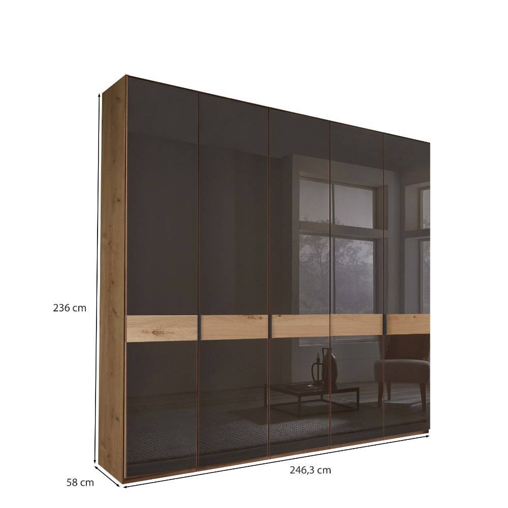 Drehtürschrank Merkur in modernem Design mit drei festen Kleiderstangen