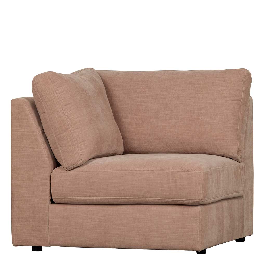 Rosa Modulsofa Ecke Oktamian Rücken echt bezogen - 44 cm Sitzhöhe
