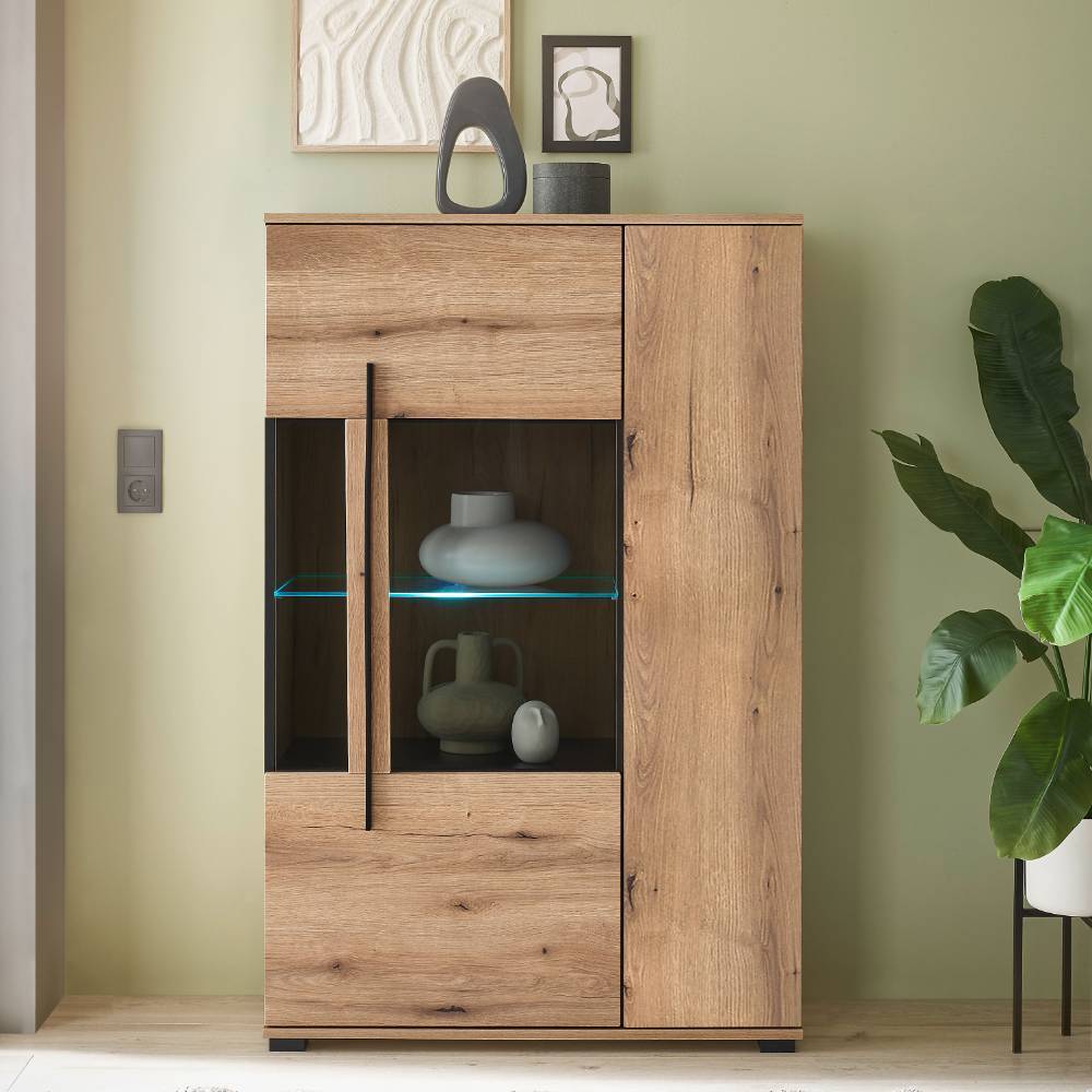 Anbauwand Cemutra in modernem Design - Eichefarben (vierteilig)