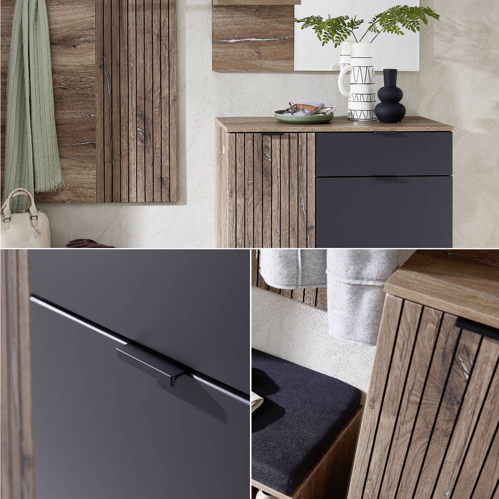 Garderobenkommode Clusego in Wildeiche dunkel 103 cm hoch