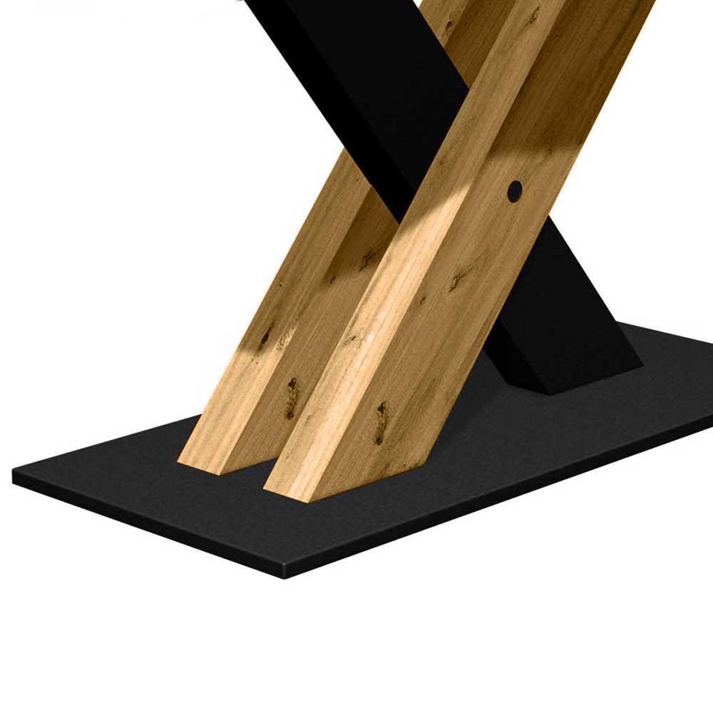 Holztisch Eiche Tidy mit natürlicher Baumkante und Säulengestell