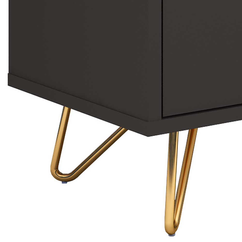 Lowboard Toulons in Anthrazit und Goldfarben mit Klappe