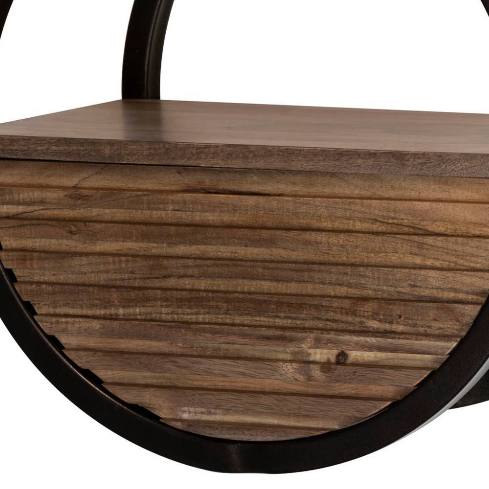 Wandhängeregal German mit einer Schublade und Massivholz Oberfläche