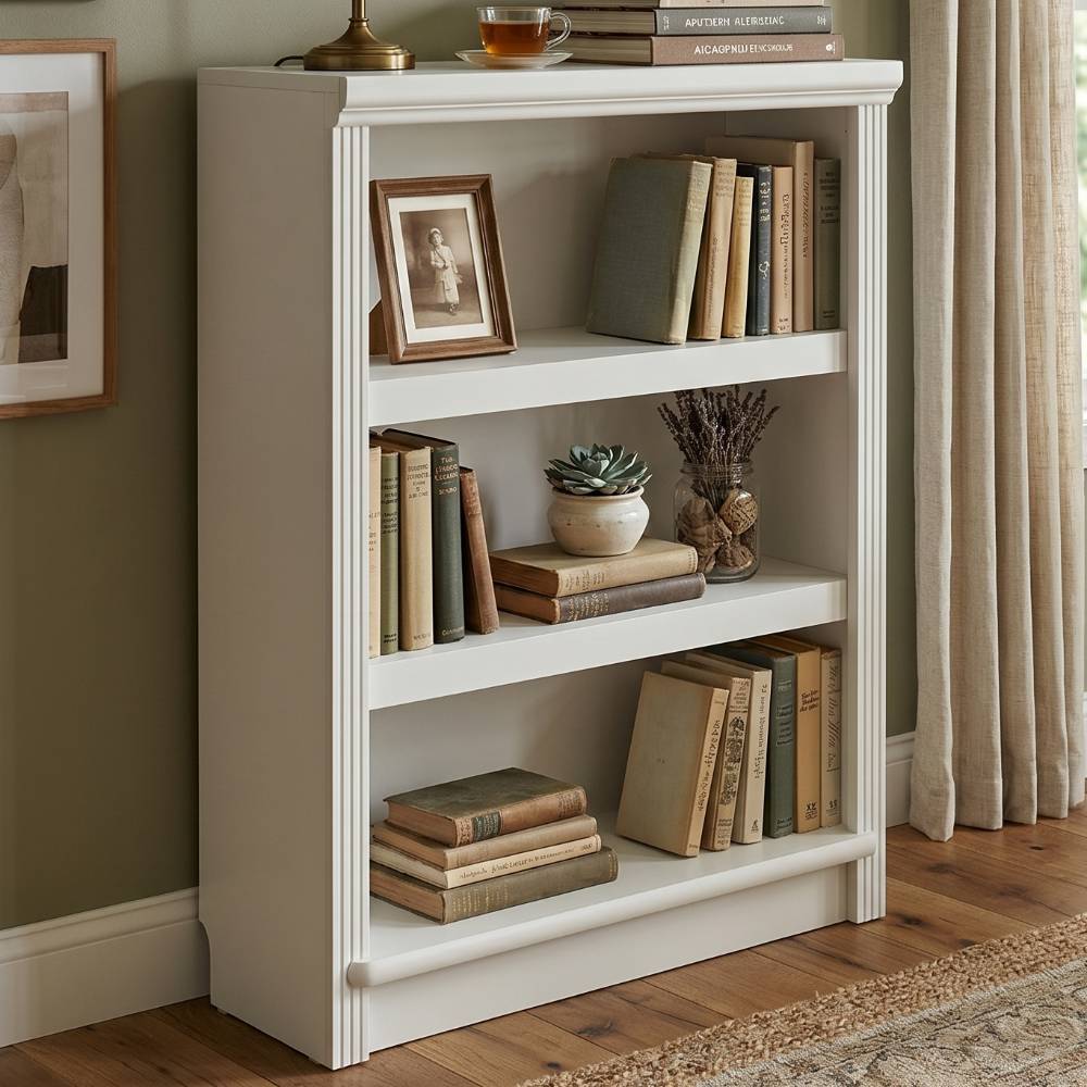 Bücherregal Phil in Cremeweiß im Landhausstil
