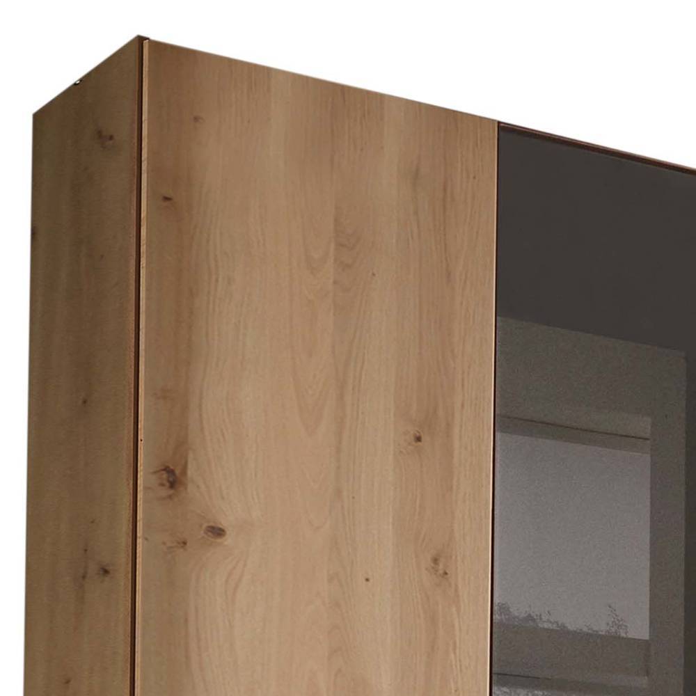 Großer Kleiderschrank Merkur in Eiche Bianco und Dunkelbraun