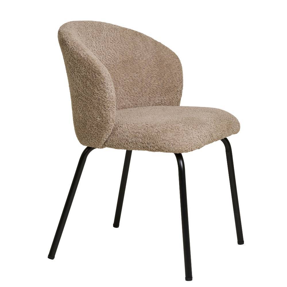 Polsterstuhl Esszimmer Socotta in Beige aus Boucle Stoff (2er Set)