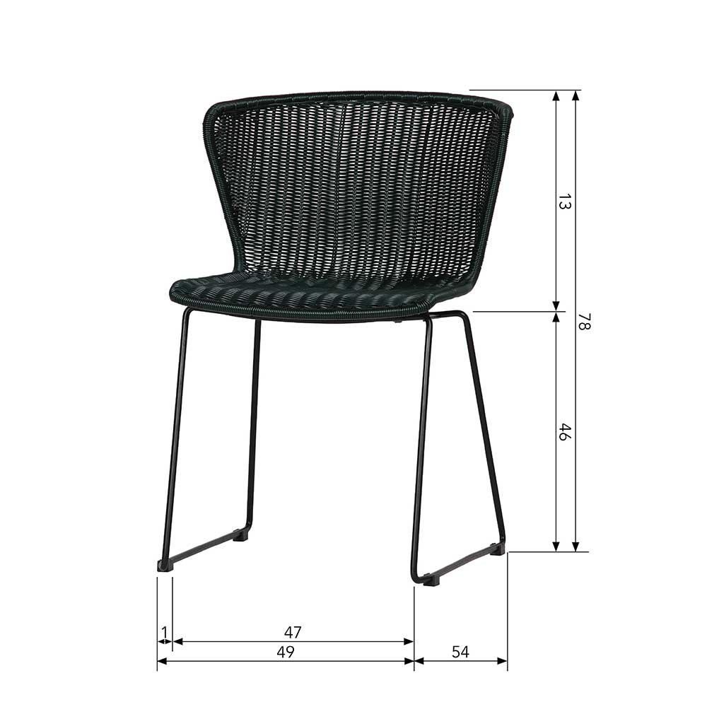 Schwarze Küchenstühle Peross mit Bügelgestell aus Metall im Skandi Design (2er Set)
