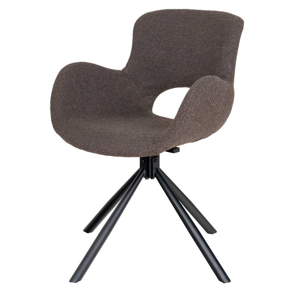 Esszimmerarmlehnstuhl Ruudy in Graubraun mit Gestell aus Metall (2er Set)