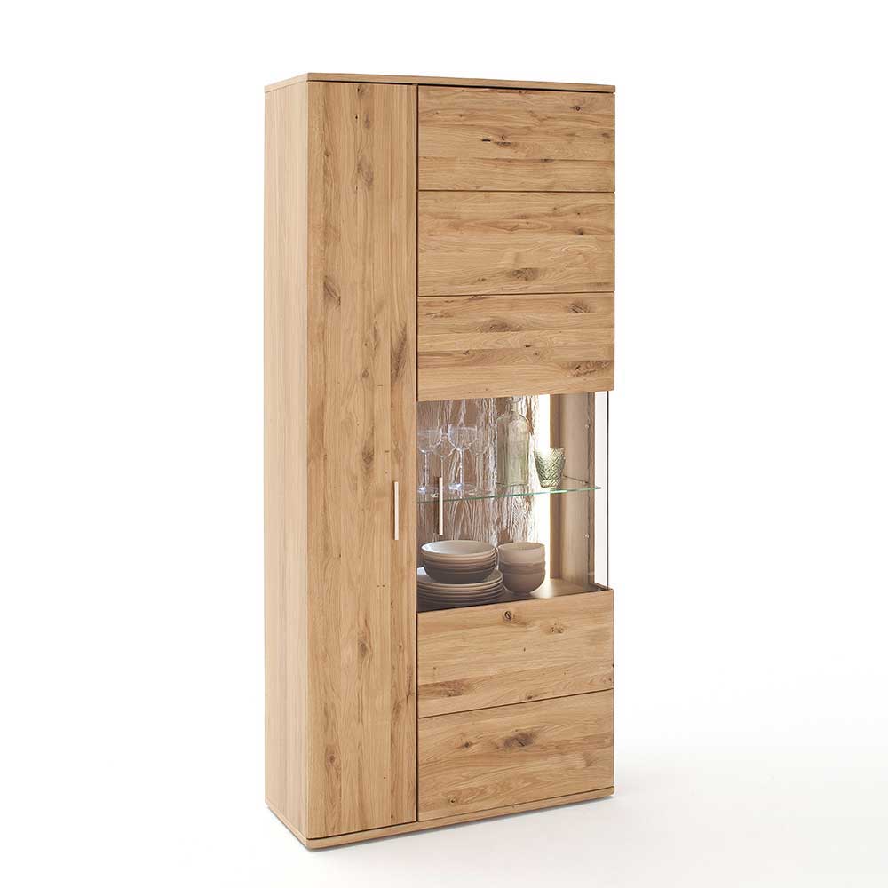 Vitrine Lamanda aus Eiche Bianco geölt 90 cm breit
