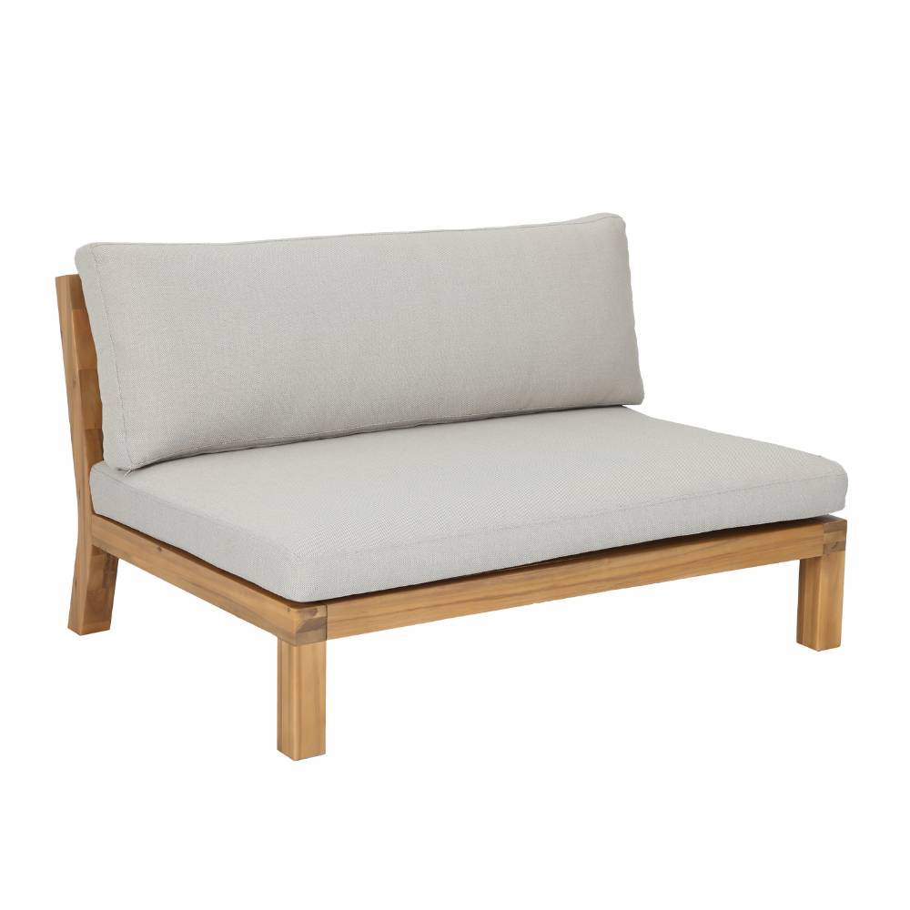 Skandi Design Einzelsofa Zoika aus Akazie Massivholz und Webstoff