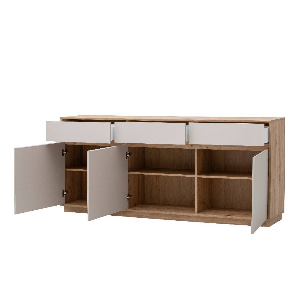Sideboard Ikba mit drei Schubladen und Drehtüren