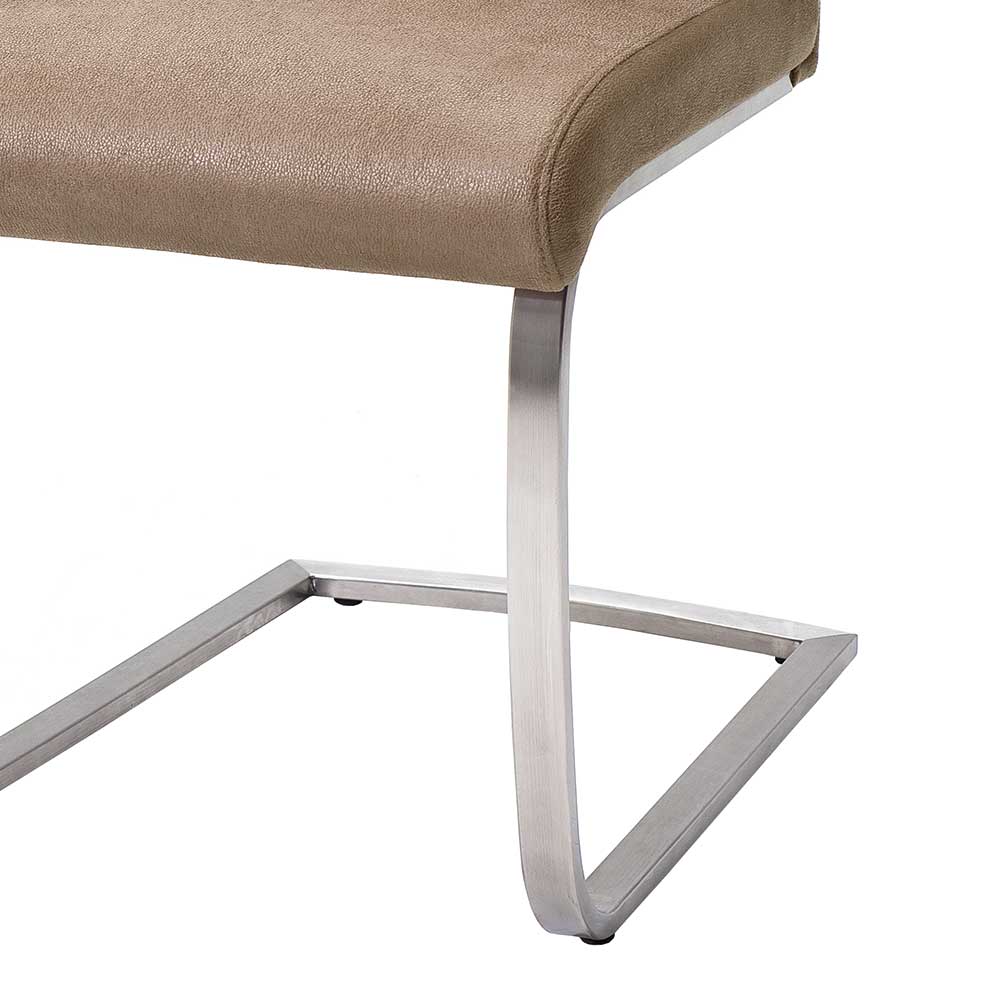 Schwingstuhl Ovidiu in Beige gepolstert Edelstahl (2er Set)