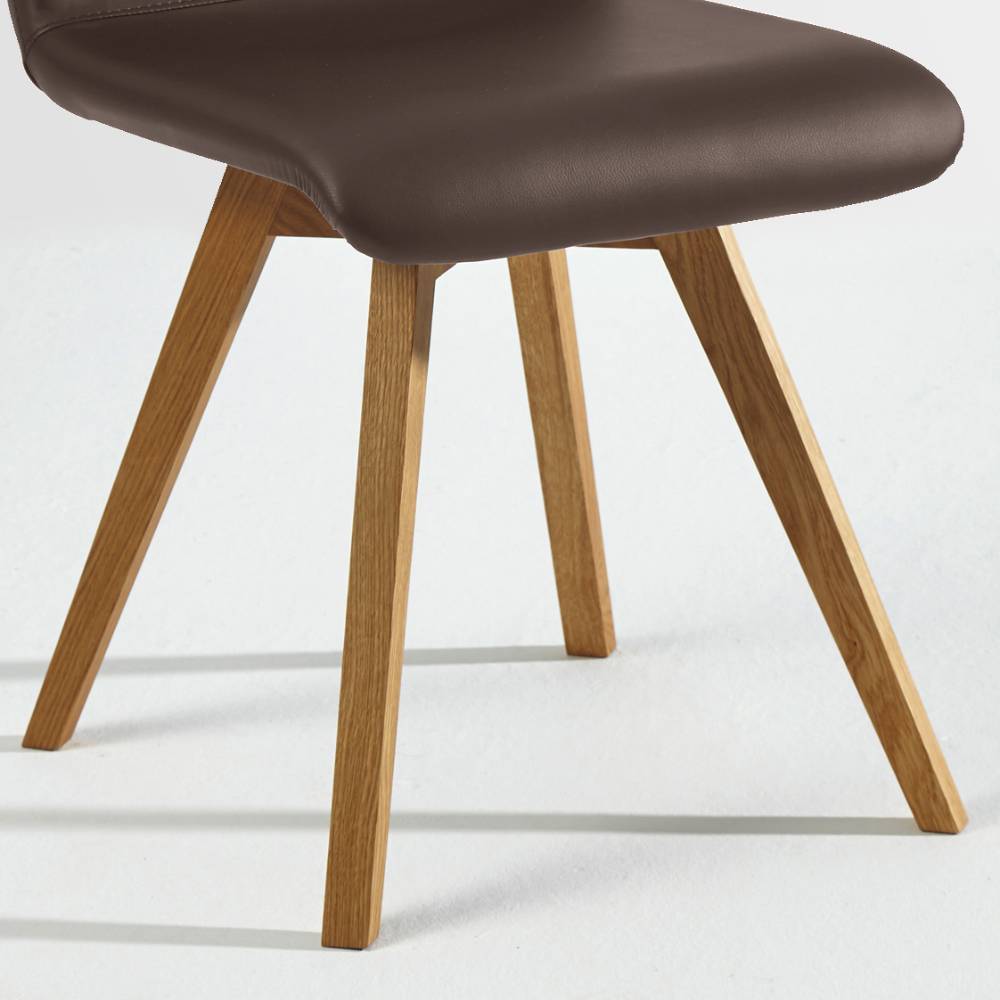 Esszimmerstuhl Curedo aus Kunstleder mit Gestell aus Massivholz (2er Set)