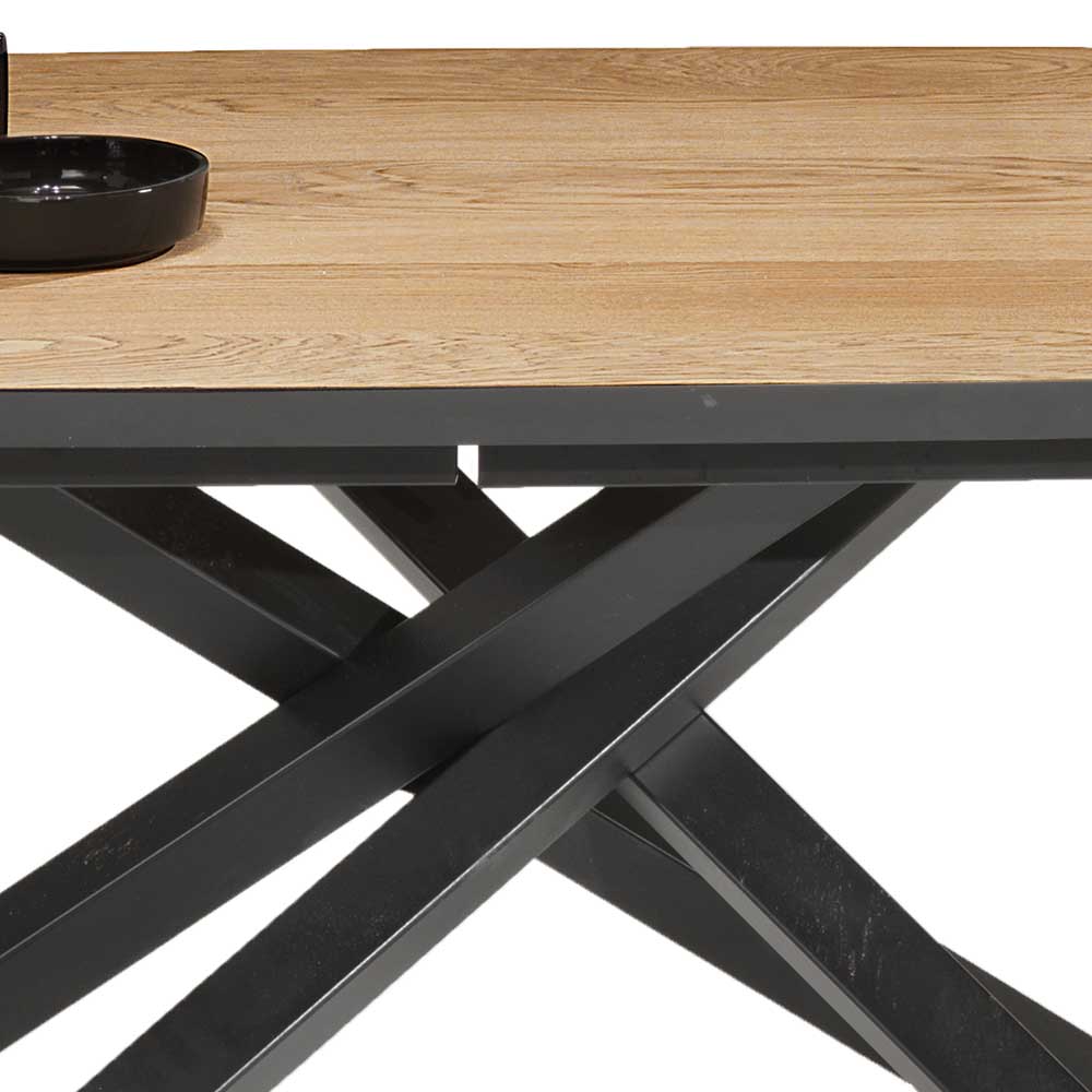 Design Esstisch Andiamo in Eiche hell und Schwarz mit Mikado Fußgestell