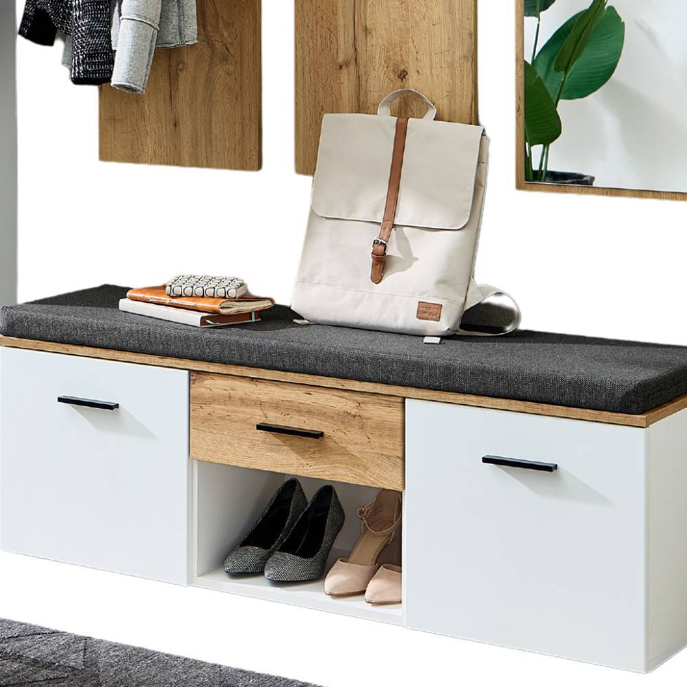 Garderobenkombination Alamo inklusive Sitzpolster in modernem Design (dreiteilig)