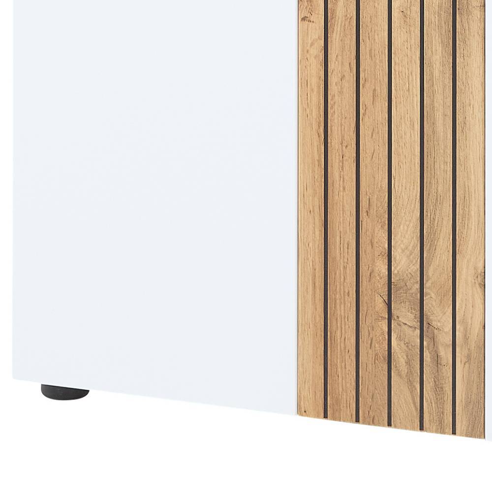 Garderobenschrank Alamo in Weiß matt und Altholz Optik