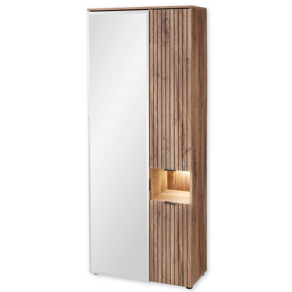 Garderobenschrank Clusego mit Spiegeltür und LED Beleuchtung